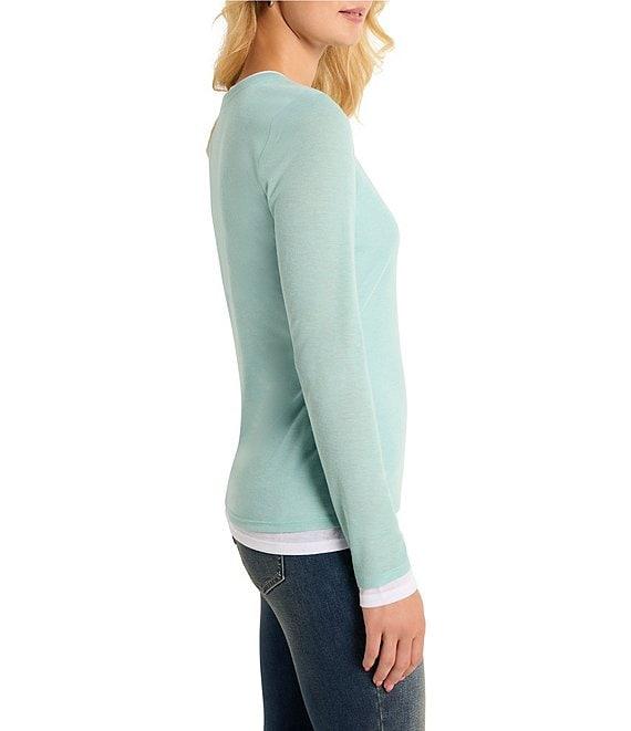 NIC + ZOE NZT Knit Double Layer Round Neck Long Sleeve Top Product Image