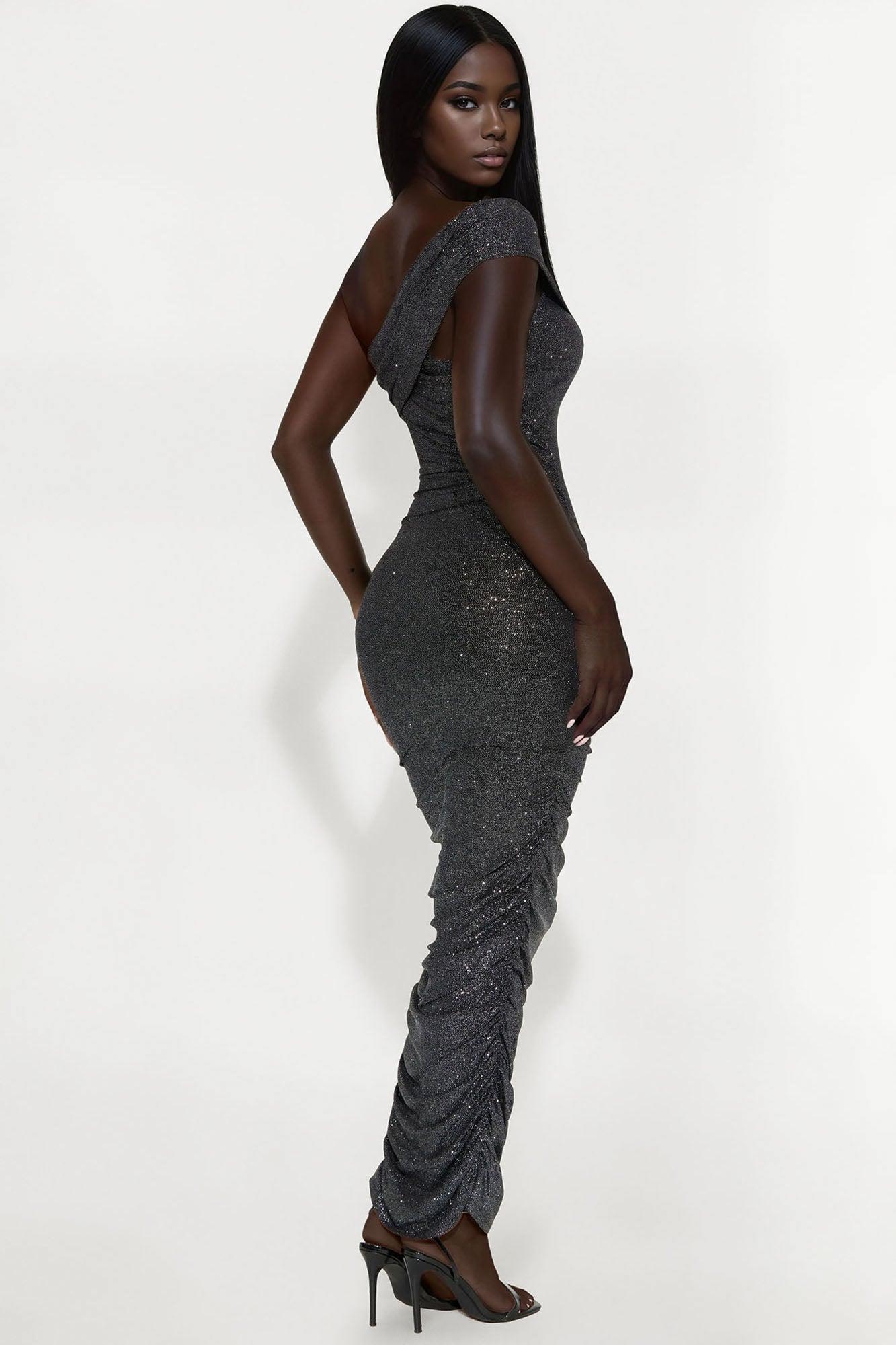 Real Legacy Glitter Midi Dress - Black Female Product Image