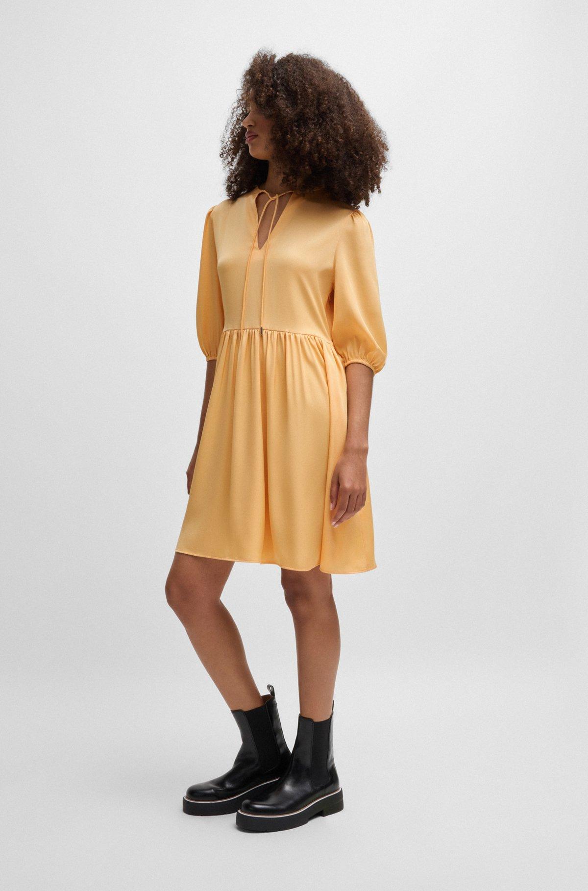 Hammered-satin dress with tie neckline Product Image