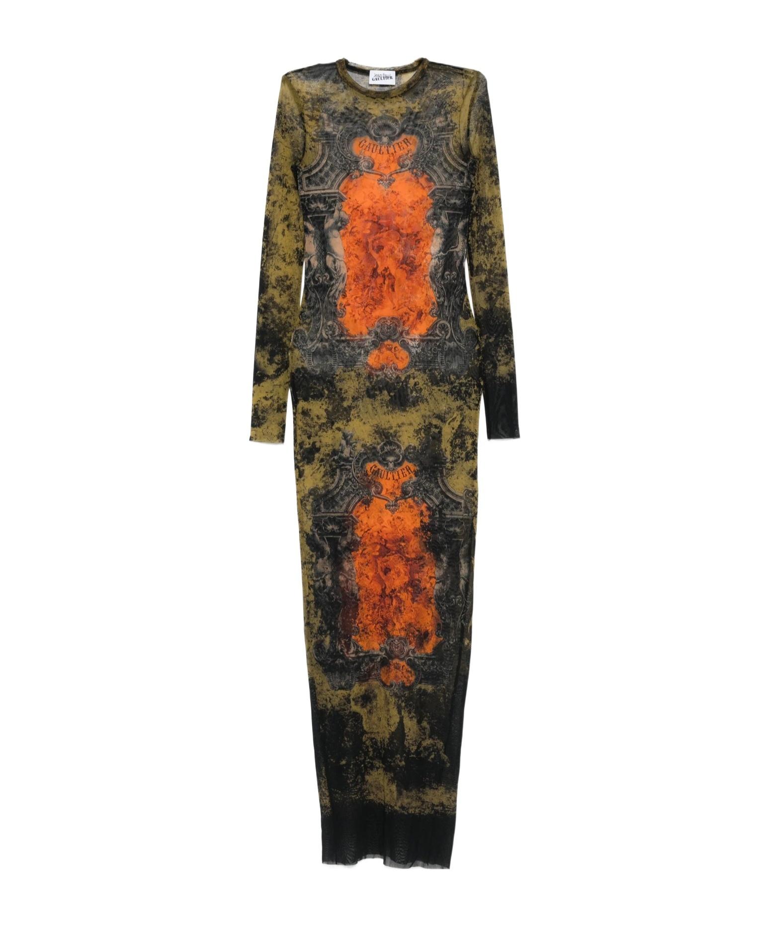 JEAN PAUL GAULTIER Graphic Print Full-length Dress With Long Sleeves In Black Product Image