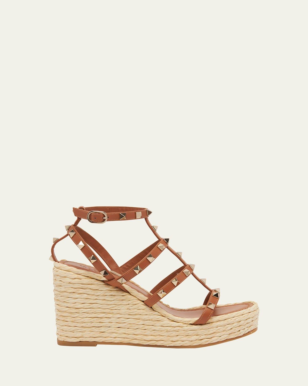 Rockstud Caged Wedge Espadrille Sandals Product Image