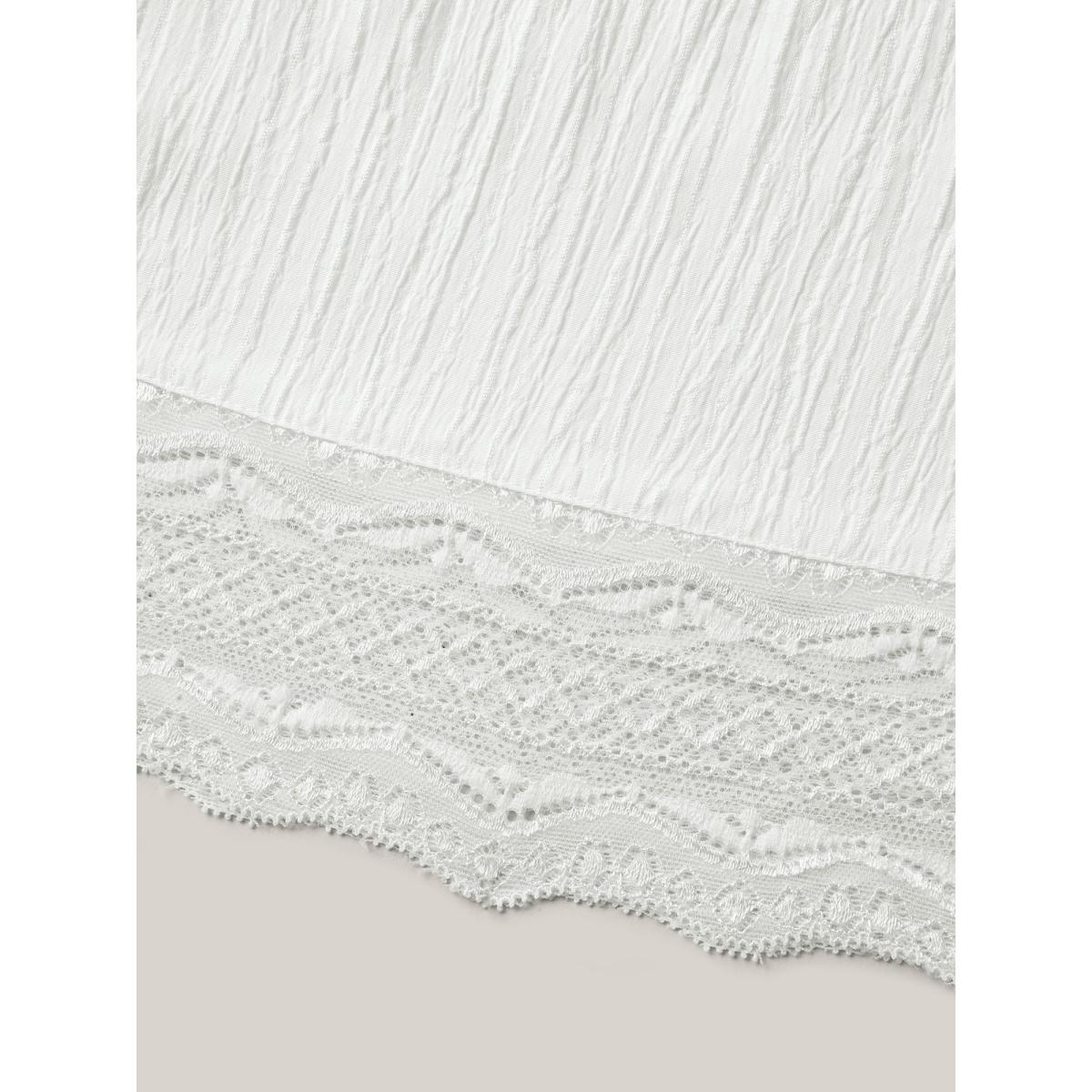 Plus Size Textured Cut-Out Lace Tied Midi Dress Beige Women Boho Woven ribbon&lace trim V-neck Half Sleeve Curvy BloomChic 18-20/2X Product Image