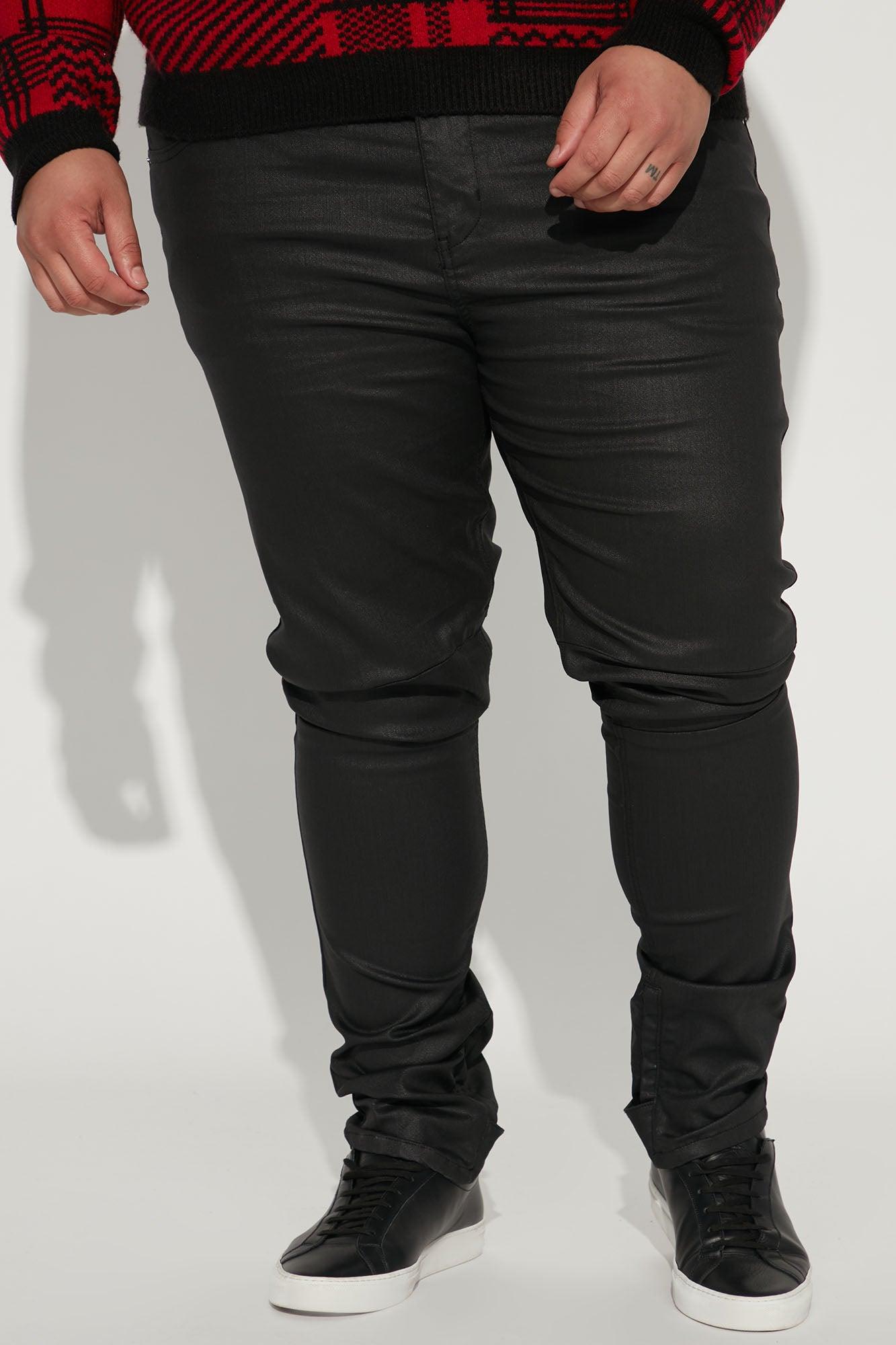 On The Line Waxed Stacked Skinny Jeans - Black Product Image