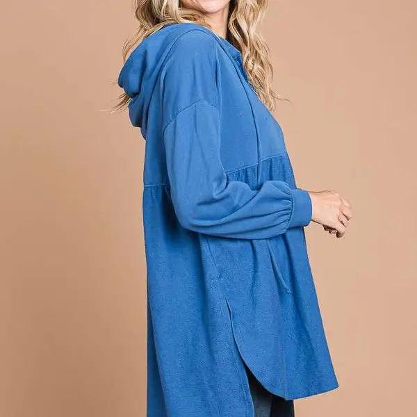 Sunset Oversized Ruching Hoodie Zip Up Top Product Image