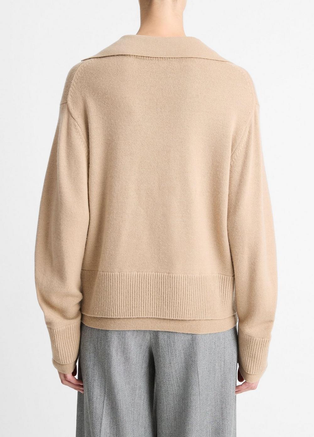Wool-Cashmere Double-Layer Collared Pullover Product Image