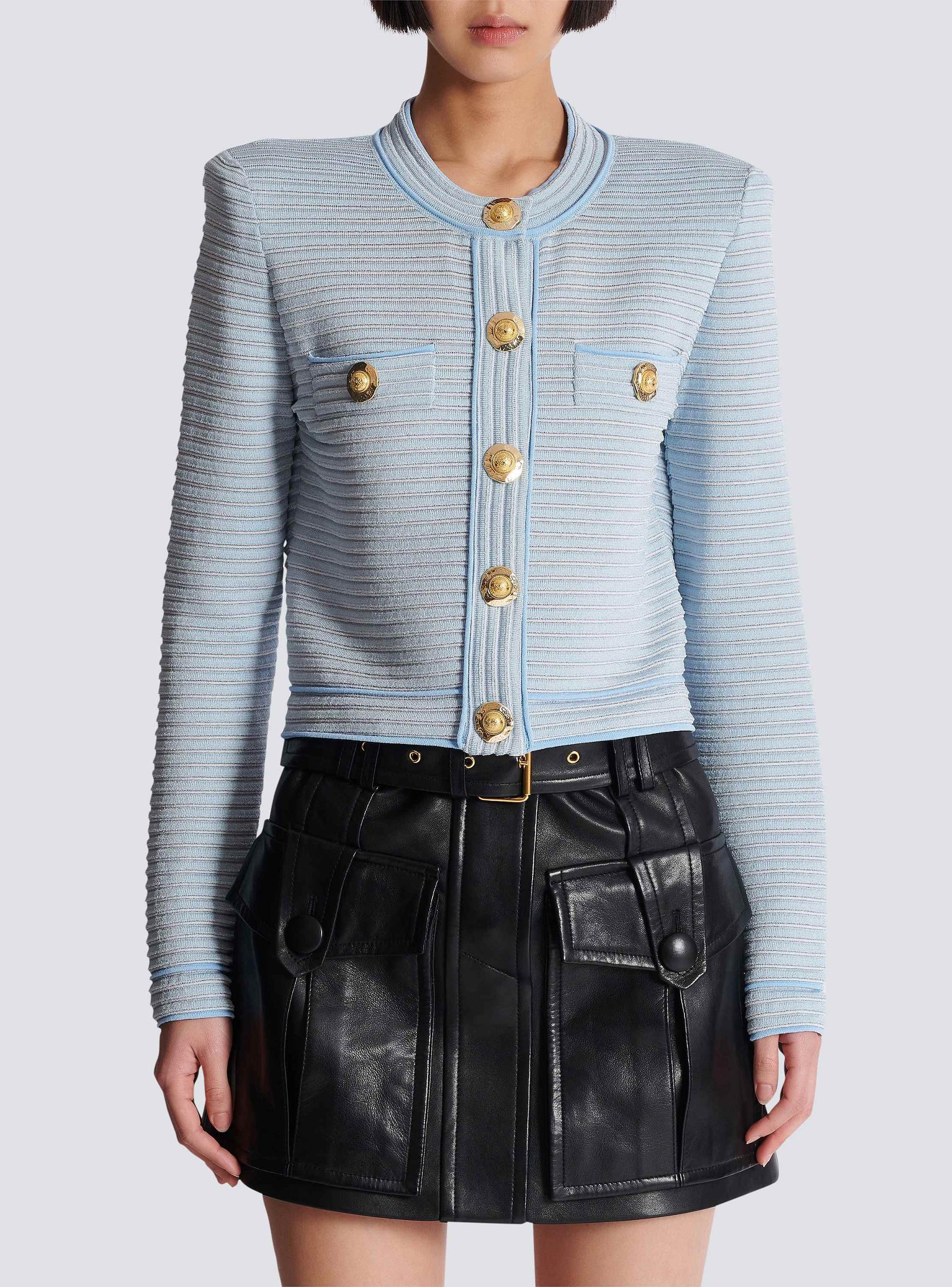 Long-sleeved textured knit cardigan Product Image