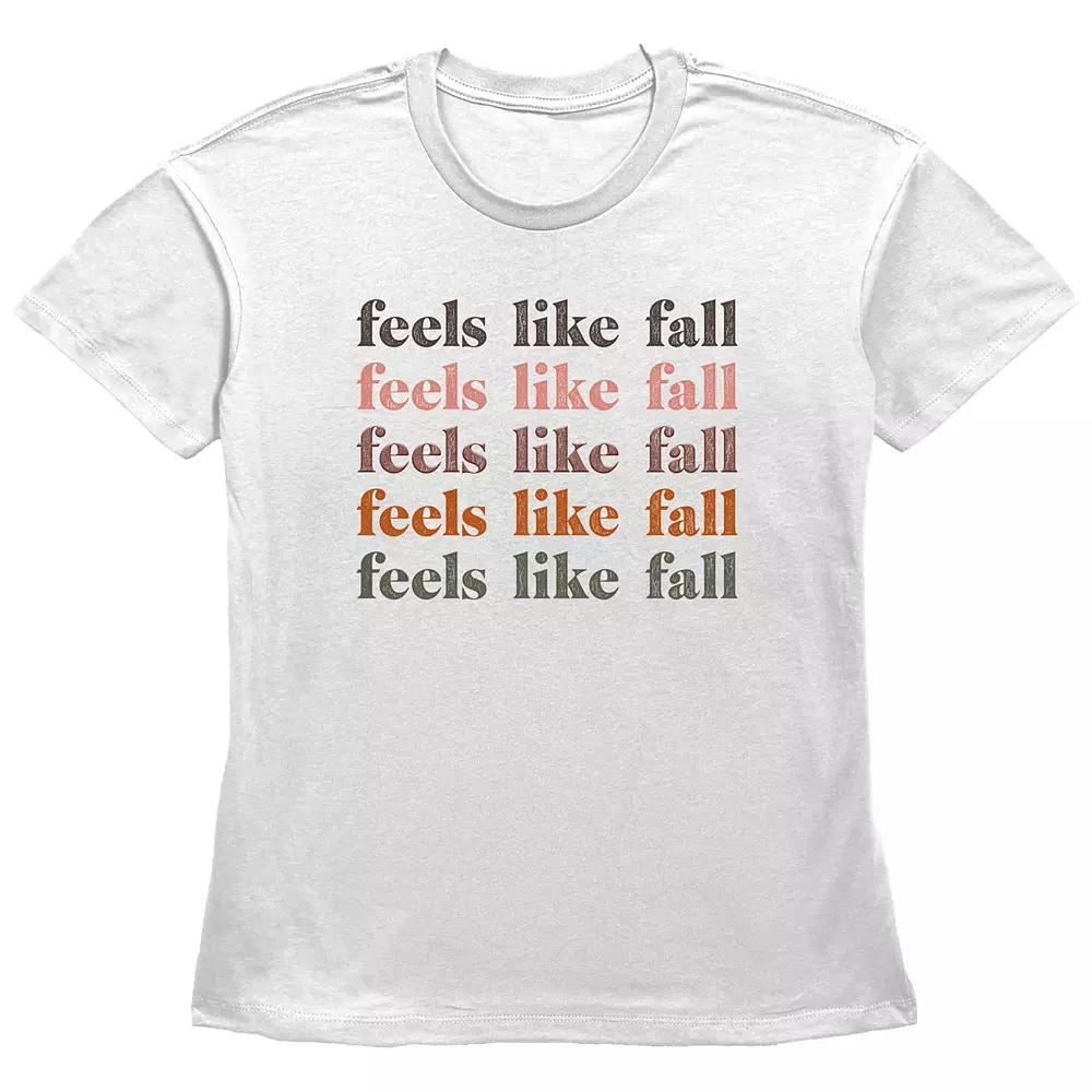 Juniors' Feels Like Fall Stack Text Graphic Tee, Women's, Size: XXL, White Product Image