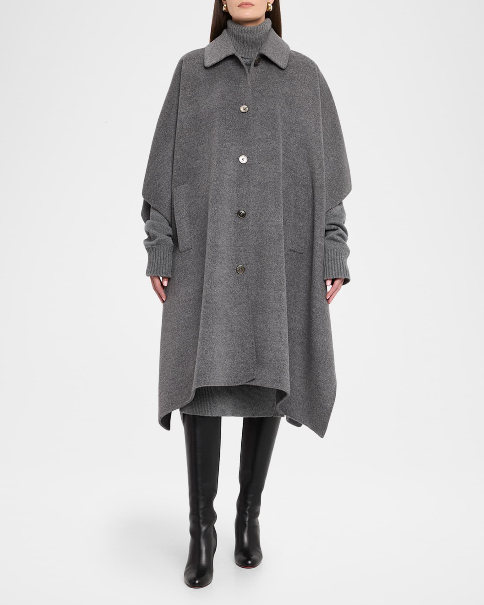 Collared Wool Poncho Coat Product Image