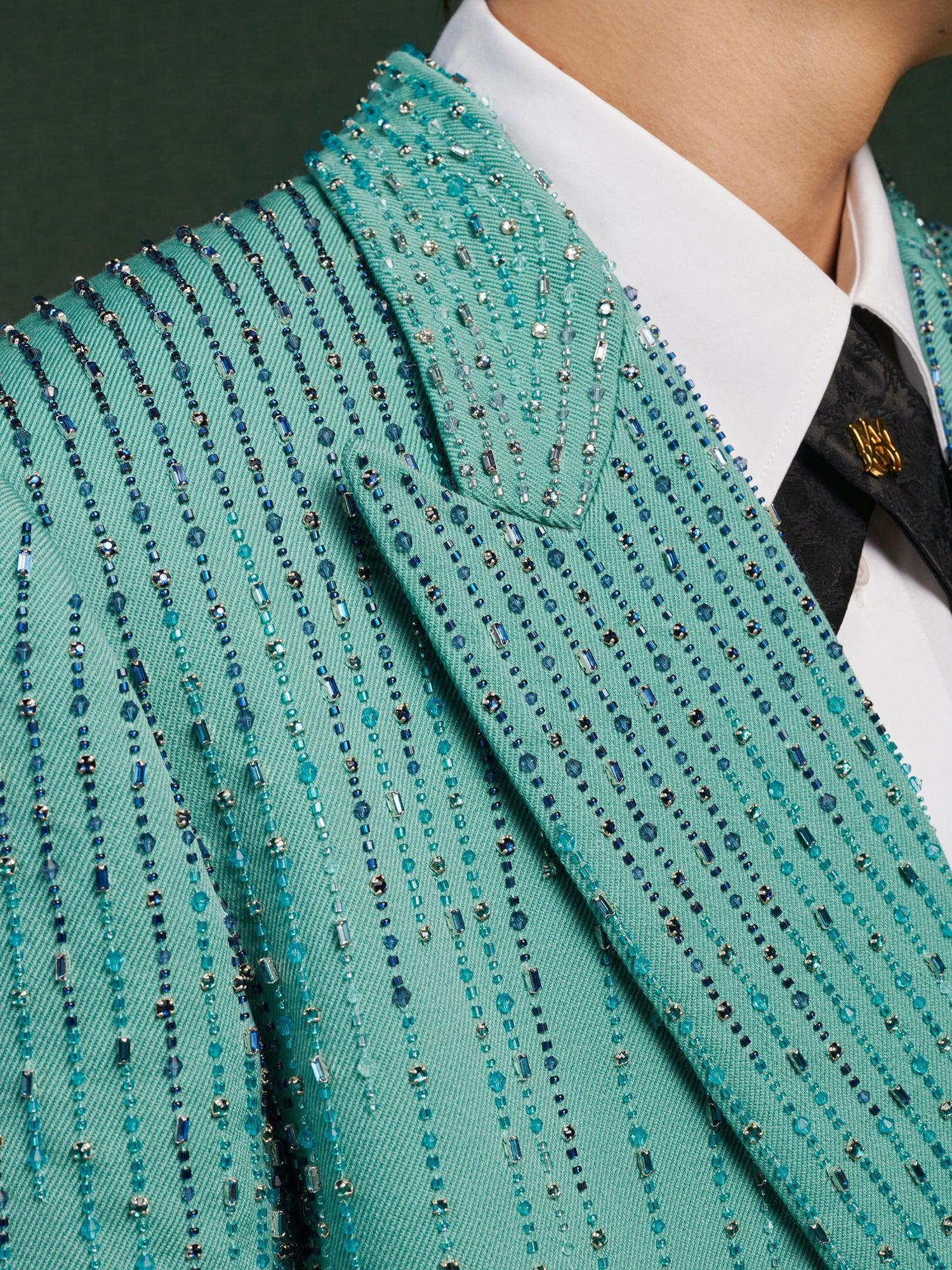 CRYSTAL STRIPE DOUBLE-BREASTED BLAZER - Marine Male Product Image