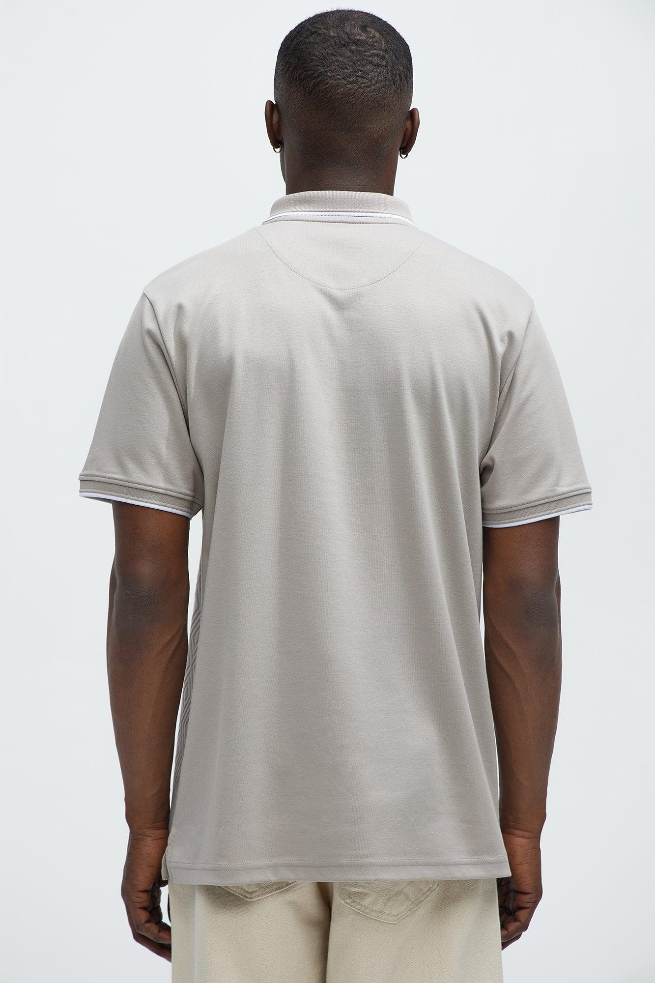 Diamond Textured Quarter Zip Polo - Sand/combo Product Image