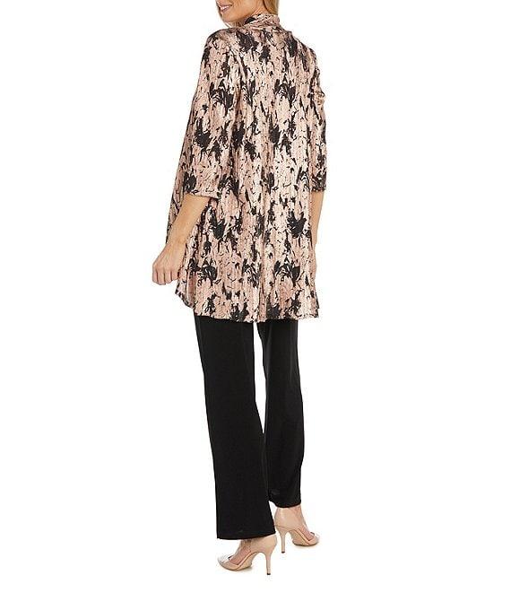 R & M Richards Petite Size 3/4 Sleeve Round Neck 3-Piece Pant Set Product Image