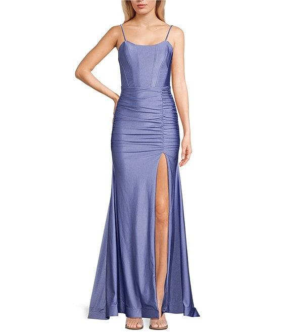 Honey and Rosie Adjustable Spaghetti Strap Mermaid Gown Product Image