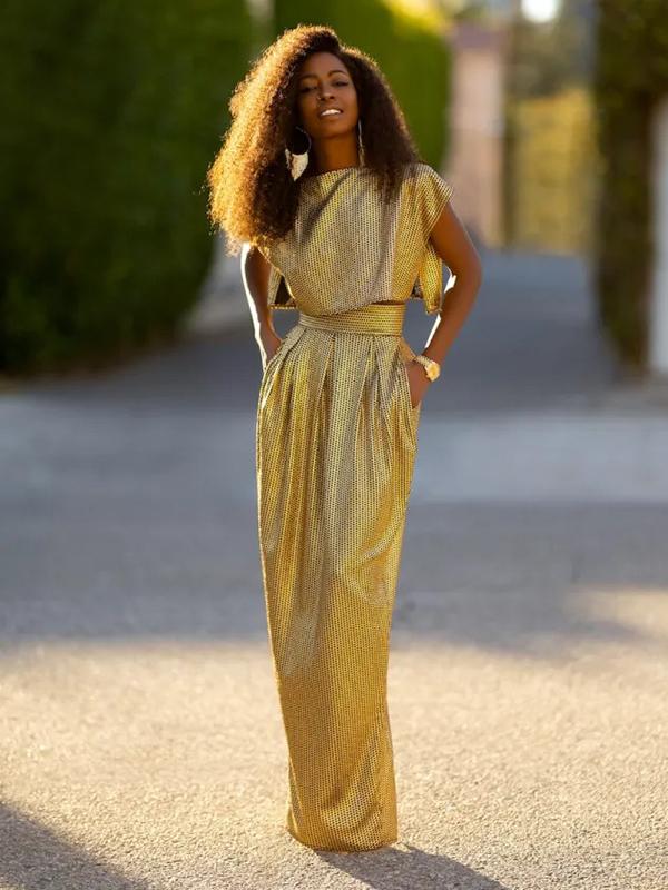 Stylish High Waisted Skirt & Top Two Pieces Set Product Image