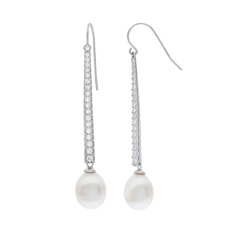 PearLustre by Imperial Sterling Silver Freshwater Cultured Pearl Linear Drop Earrings, Women's, White Product Image
