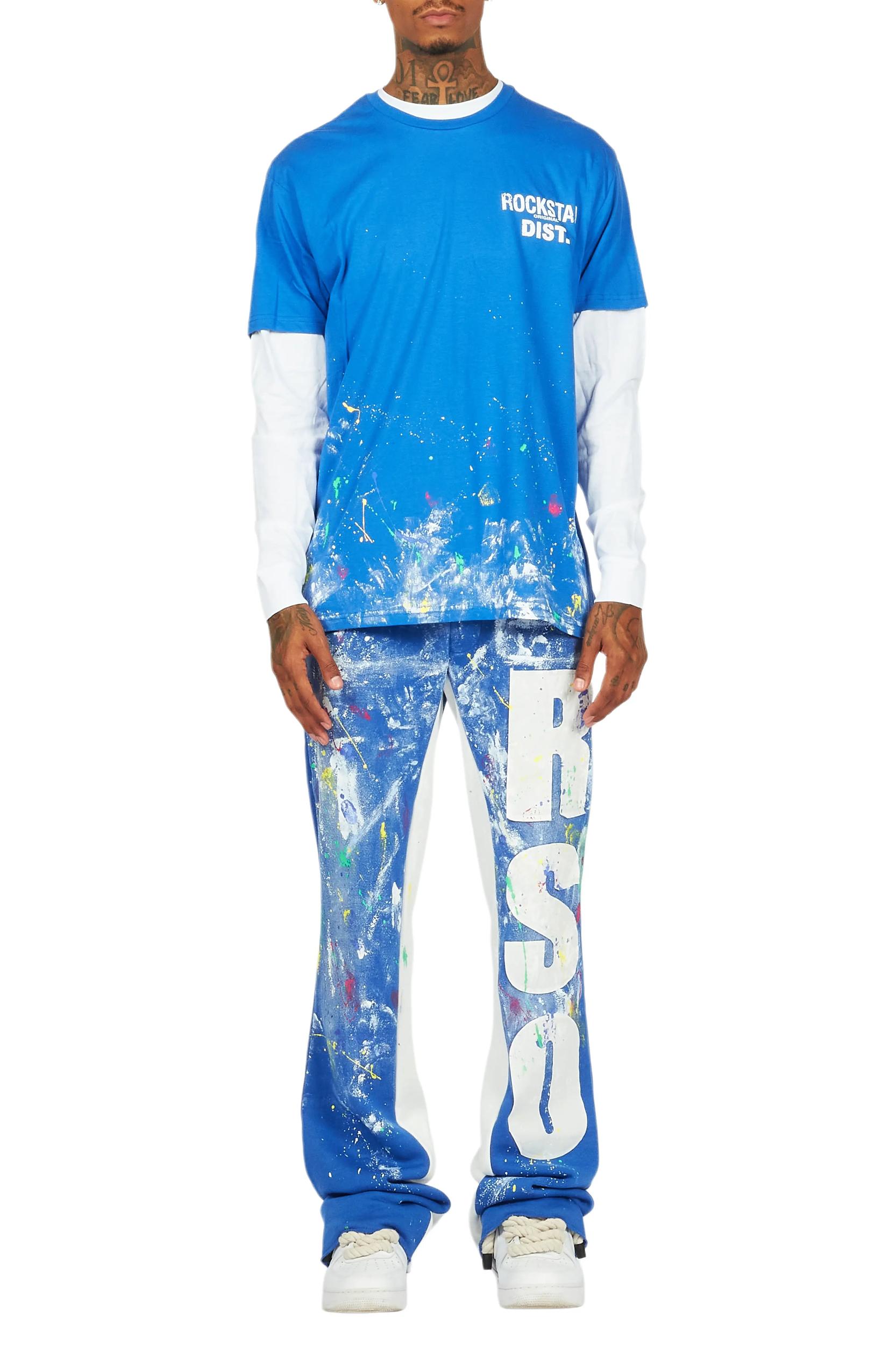 Aliyas White/Royal Double Layer T-Shirt/Baggy Pant Set Male Product Image