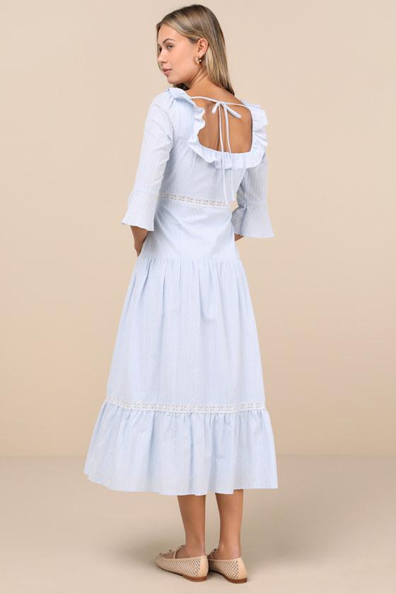 Meadowlark Light Blue Tiered Midi Dress Product Image