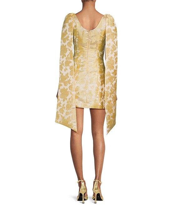 Sugarlips Duson Floral Jacquard Scoop Neck Sleeveless Bow Sash Mini Dress Product Image