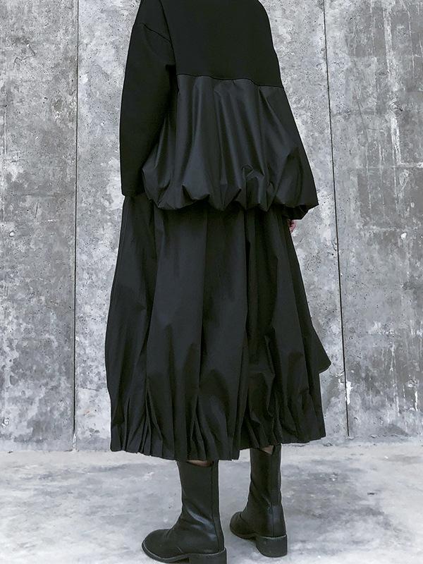 Stylish Black Solid Color High Waisted Wide Leg Pants Product Image