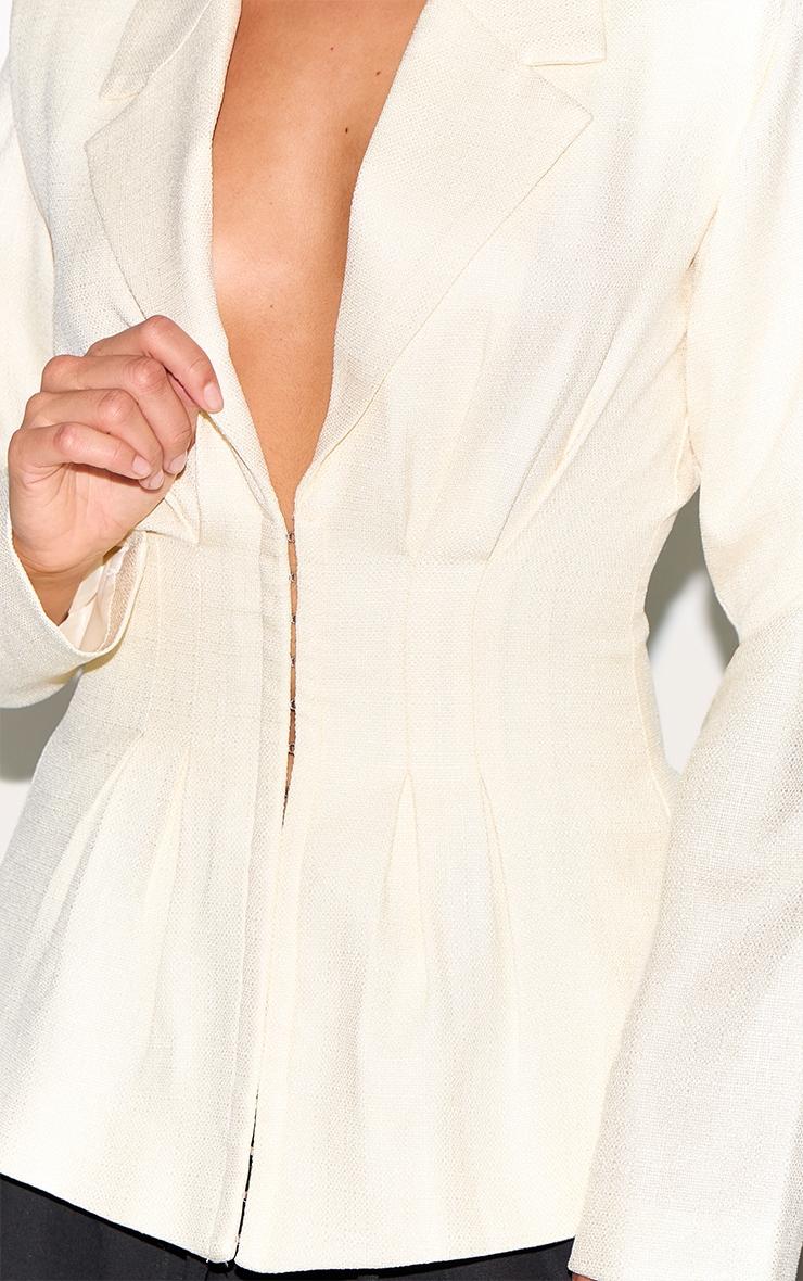 Petite Cream Cinched Waist Blazer Product Image
