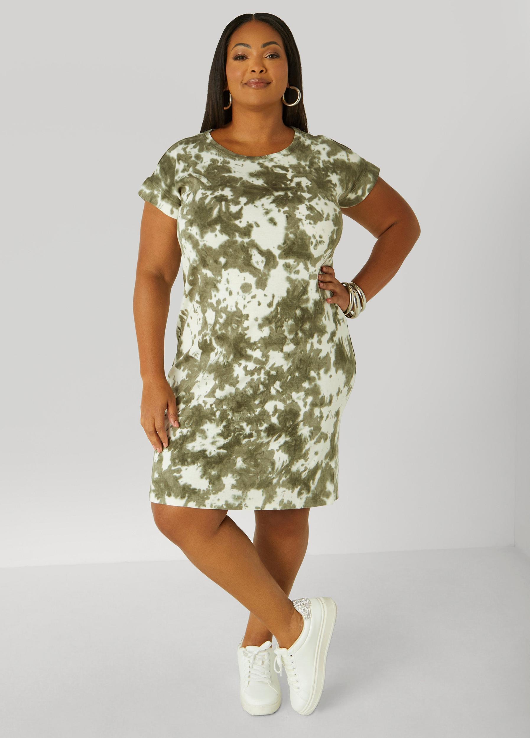 Plus Size Tie Dyed Cotton T Shirt Dress Ashley Stewart Product Image