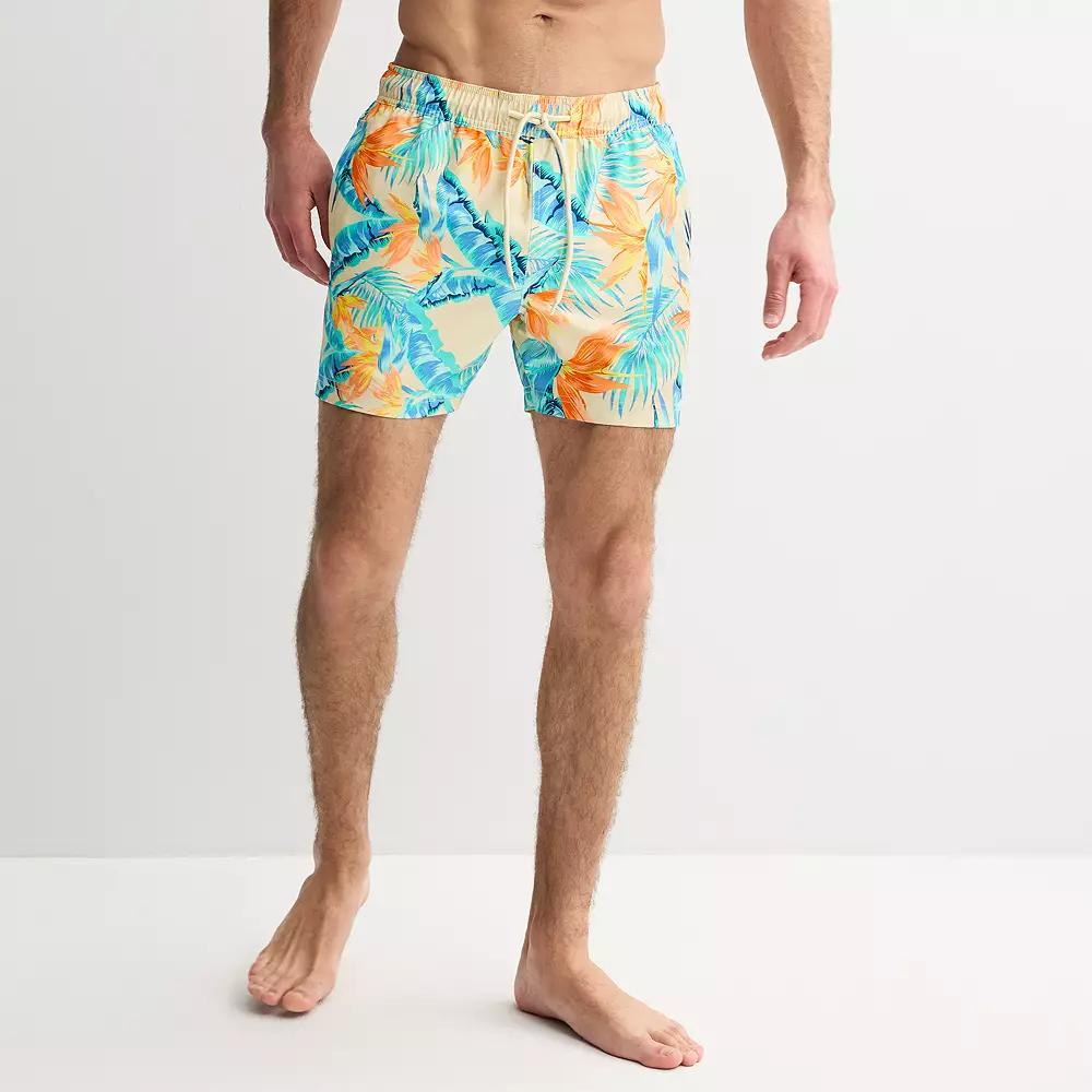 Men's Trinity Coast 5" Swim Trunks, Size: Large 5 INCH, Natural Flower Product Image
