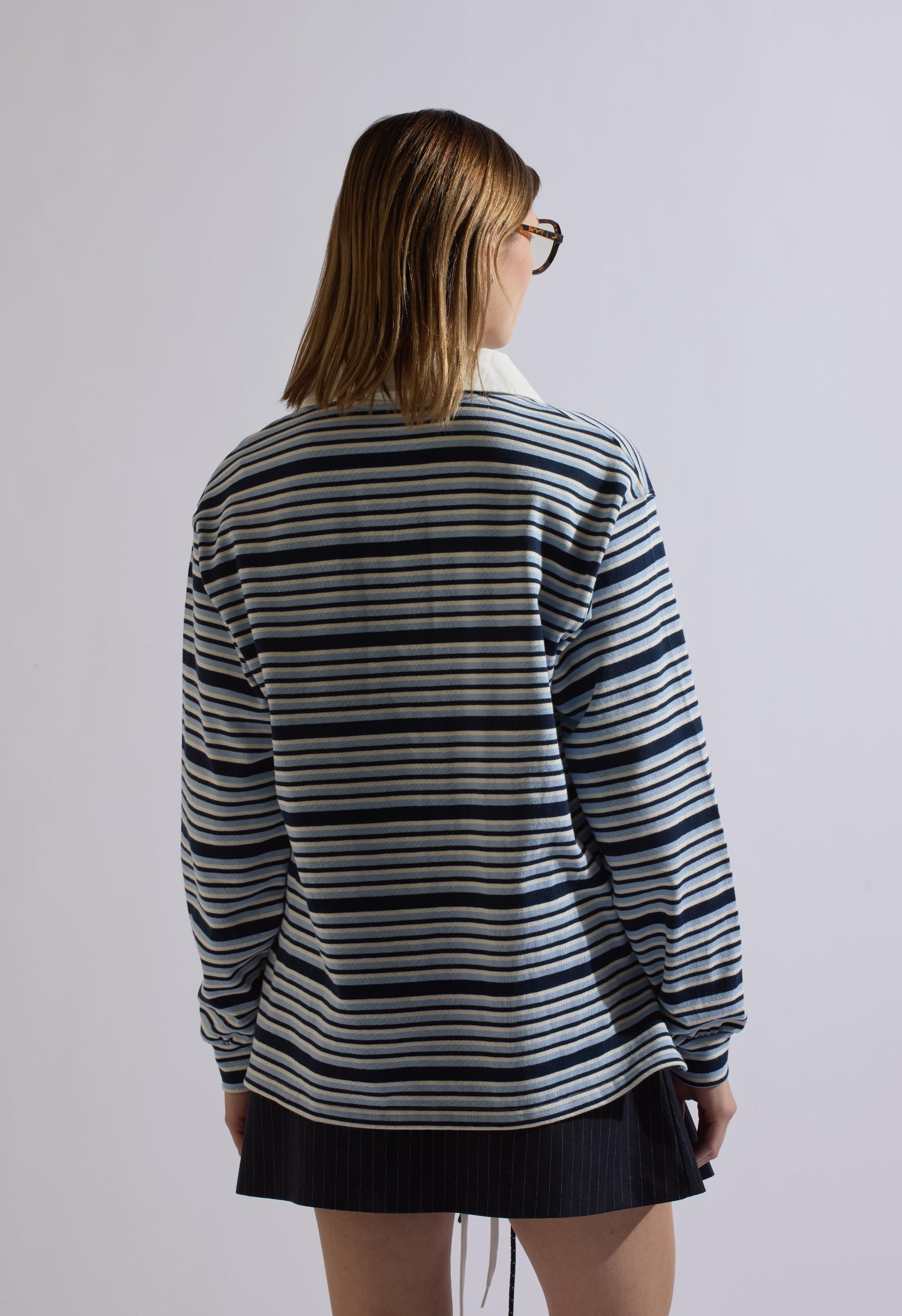 Stevie Striped Collared Long Sleeve Blue Product Image