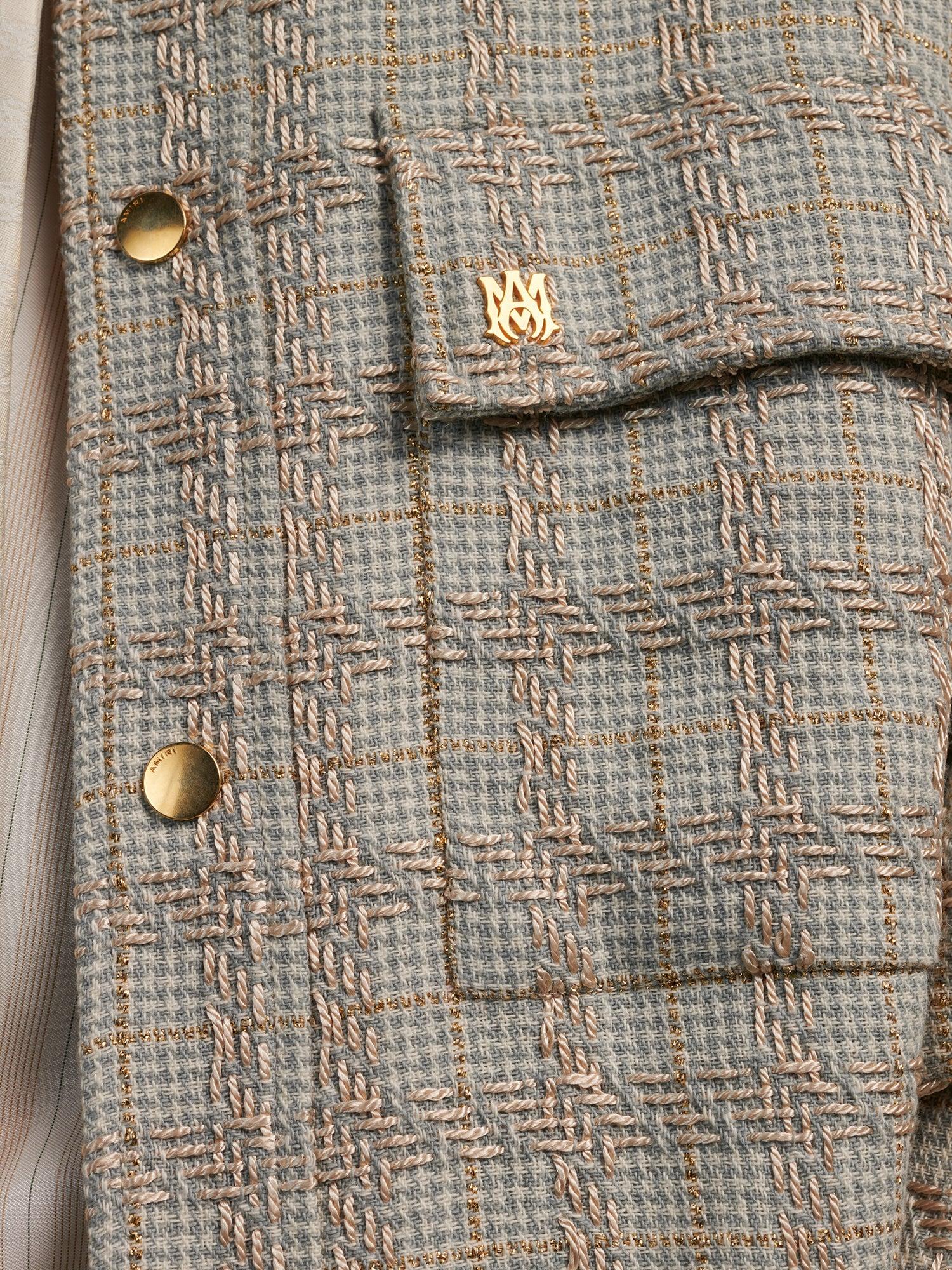 CHECK BOUCLE PADDED OVERSHIRT - Pale Mint Product Image