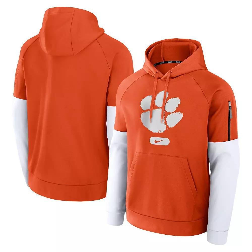Men's Nike Orange Clemson Tigers Fitness Raglan Performance Pullover Hoodie,  Product Image