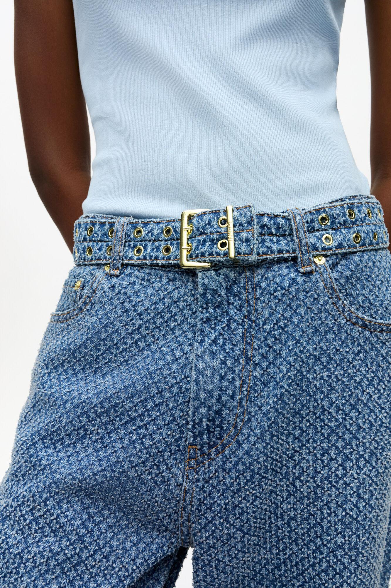 Blue Textured Izey Jeans Product Image