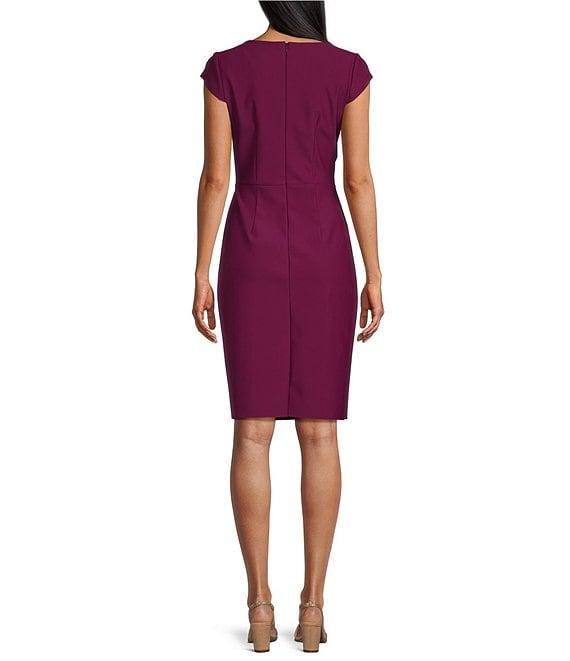 Alex Evenings Cap Sleeve Square Neck Front Cascade Ruffle Dress Product Image