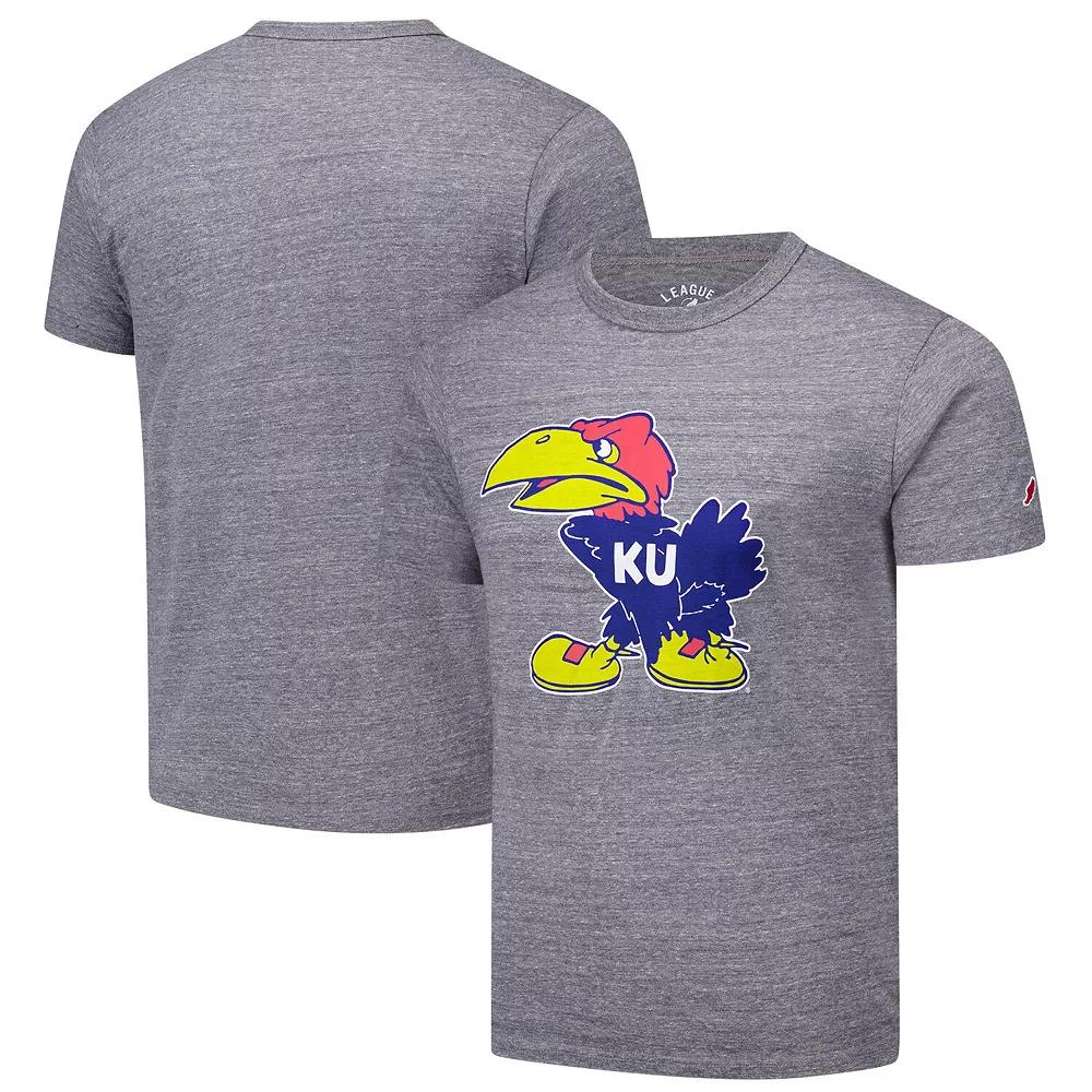 Men's League Collegiate Wear Heather Gray Kansas Jayhawks Victory Falls Tri-Blend T-Shirt,  Product Image