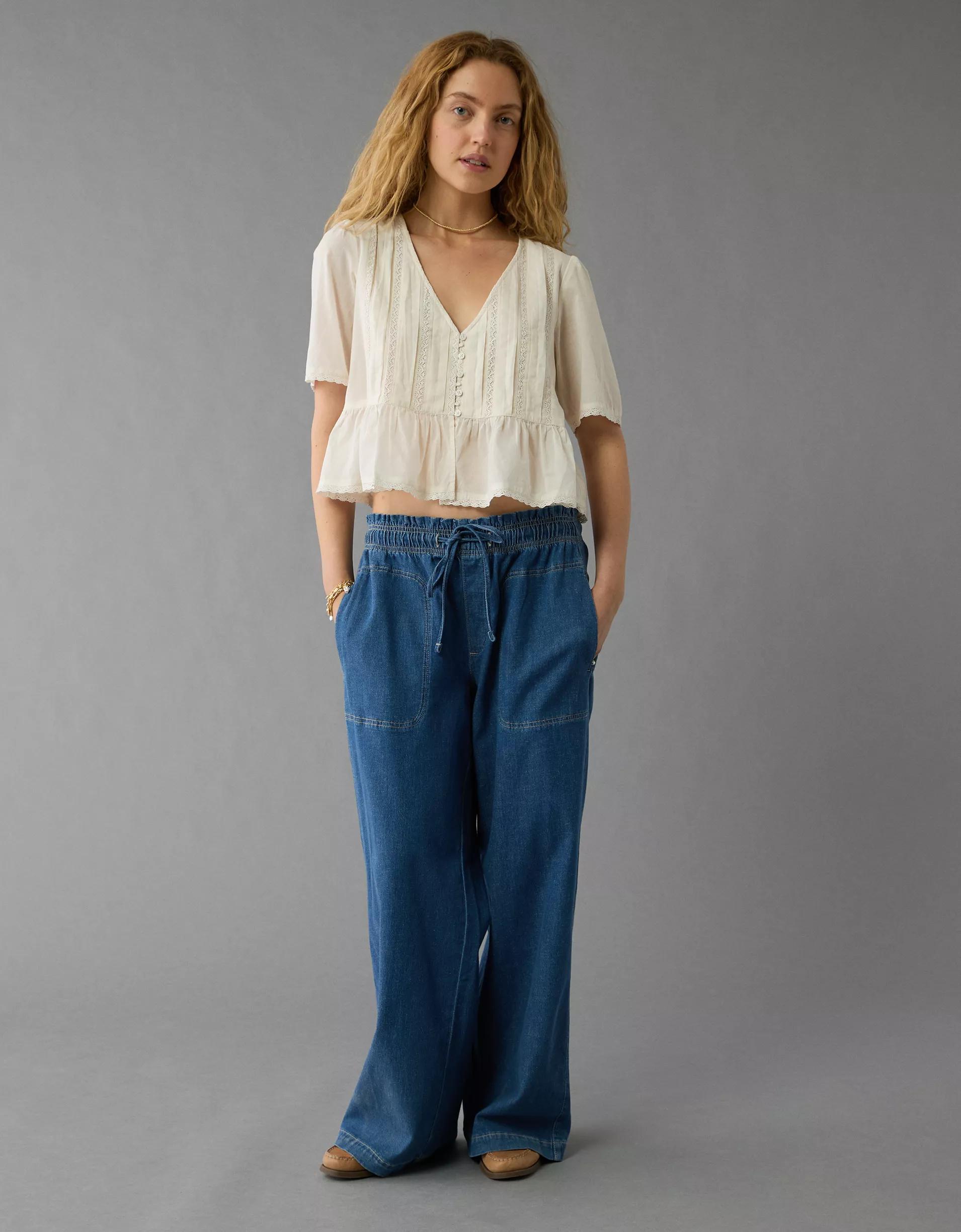 AE V-Neck Lace Blouse Product Image