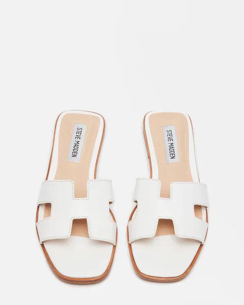 Steve Madden | Haydn White Leather Sandals Product Image