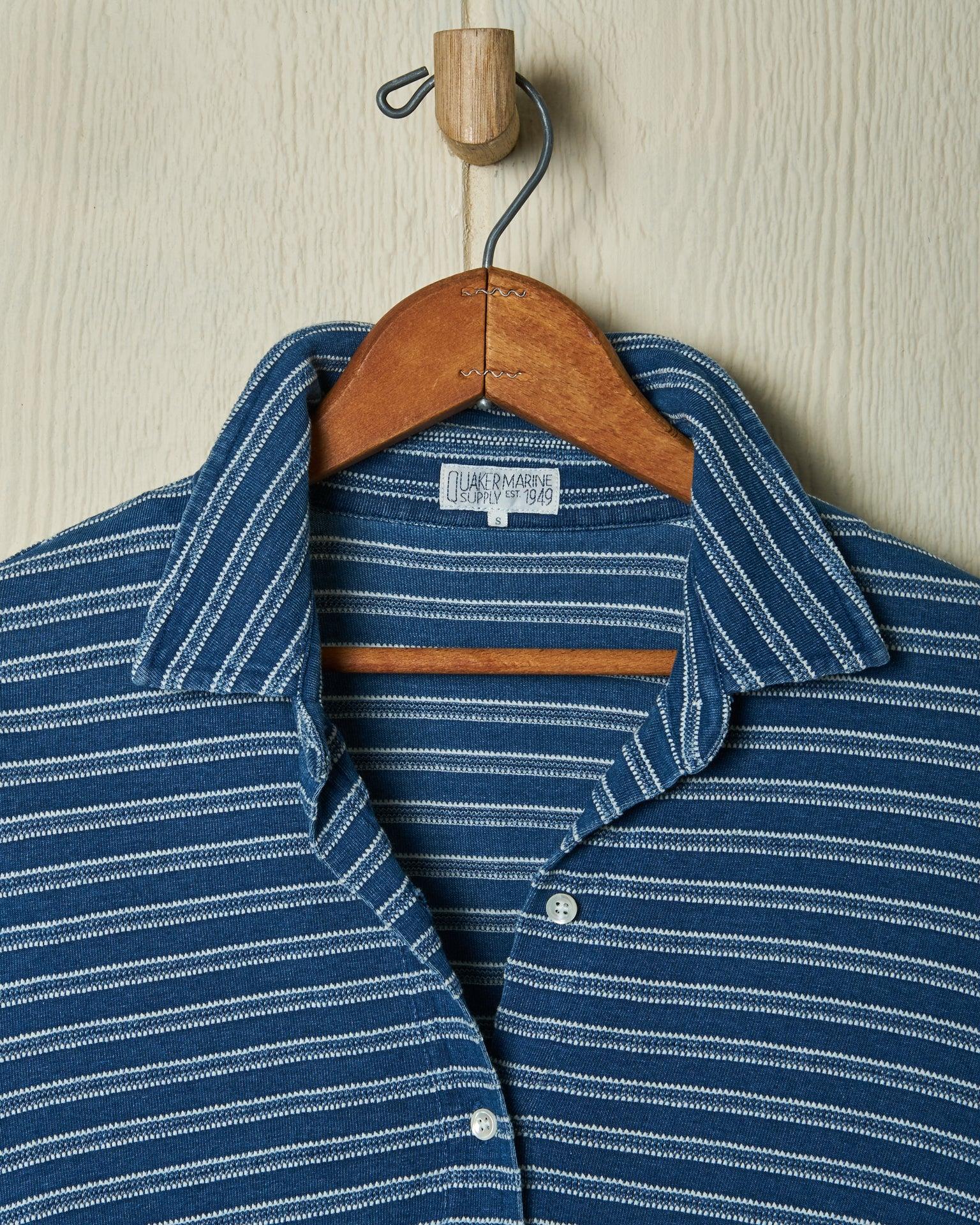 Avalon Indigo Knit Top in Mid-Wash Jacquard Stripe Product Image