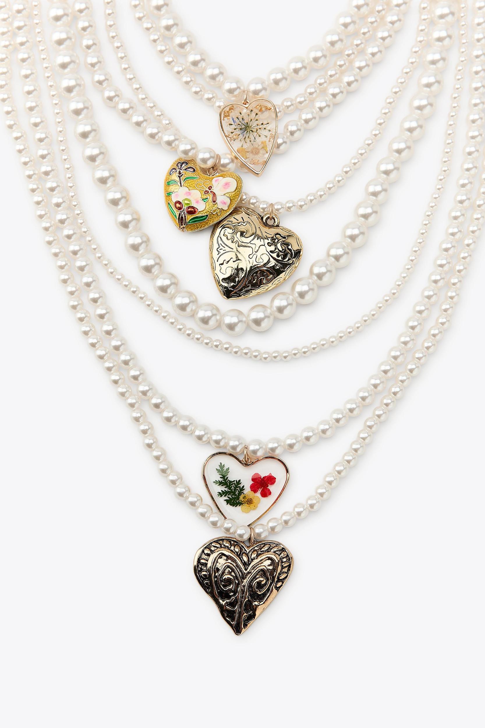 PACK OF 2 HEART AND PEARL NECKLACES Product Image