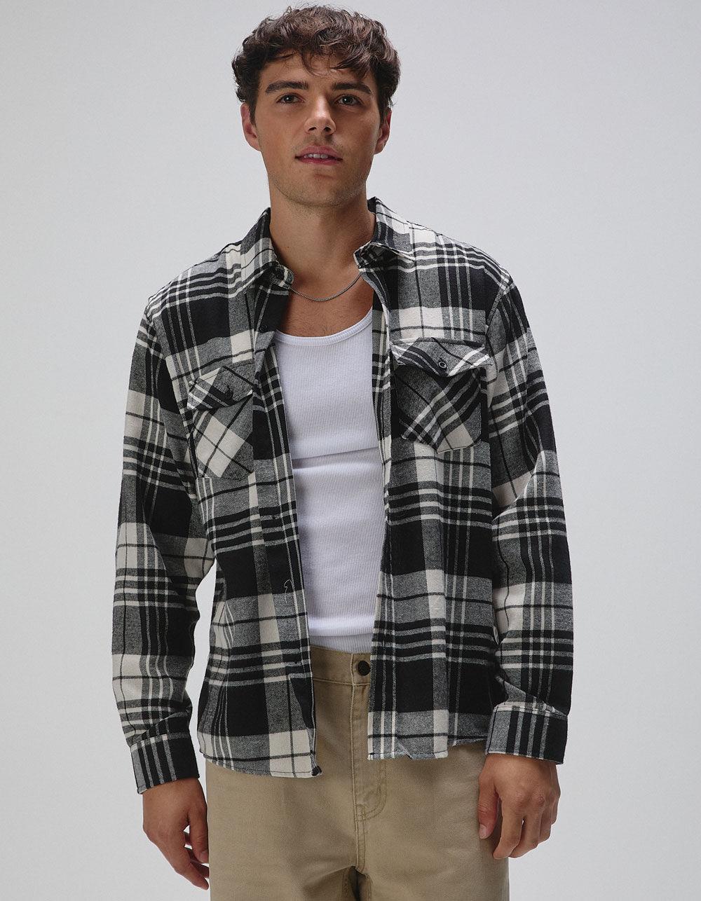 RSQ Mens Plaid Flannel - WHT/BLK Product Image