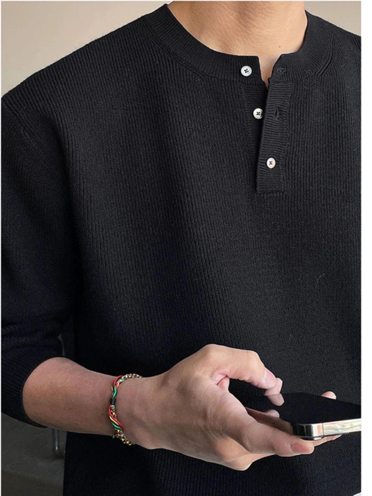 RT No. 18252 KNIT HENRY COLLAR LONGSLEEVE Product Image