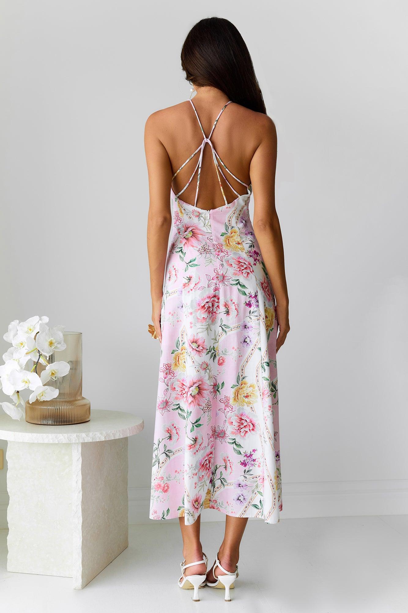 Sunset Dahlia Midi Dress Floral Product Image