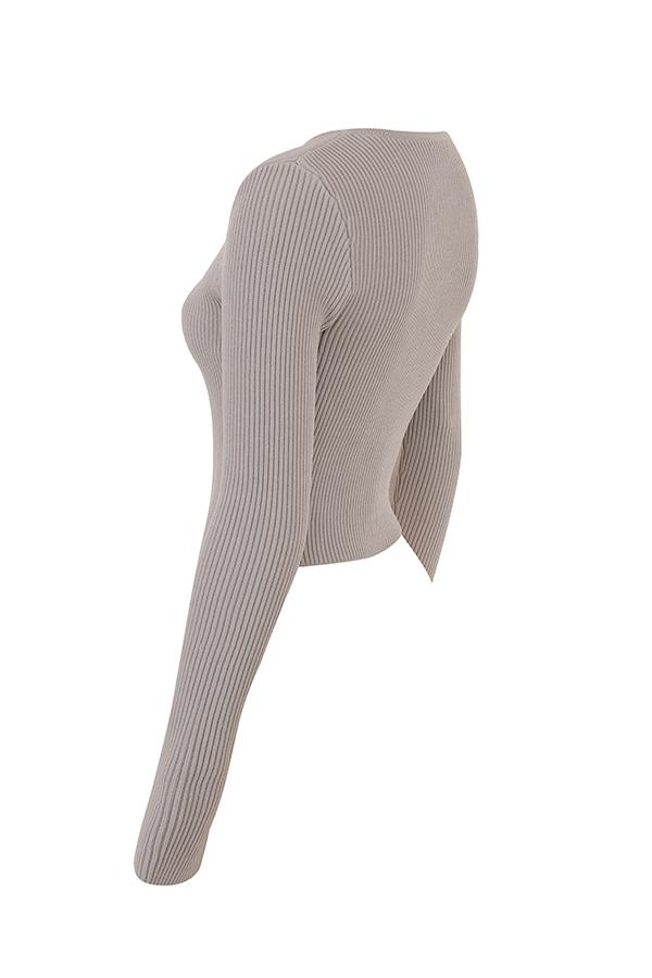 Sylvia  taupe ribbed knit cardigan - sale Product Image