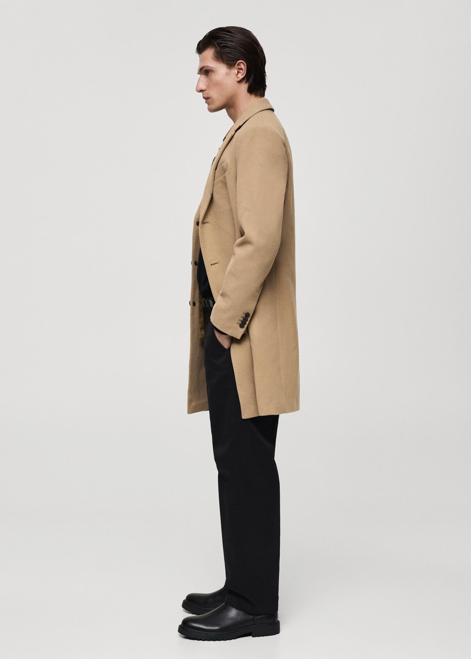 Long recycled wool coat - Men | MANGO USA Product Image