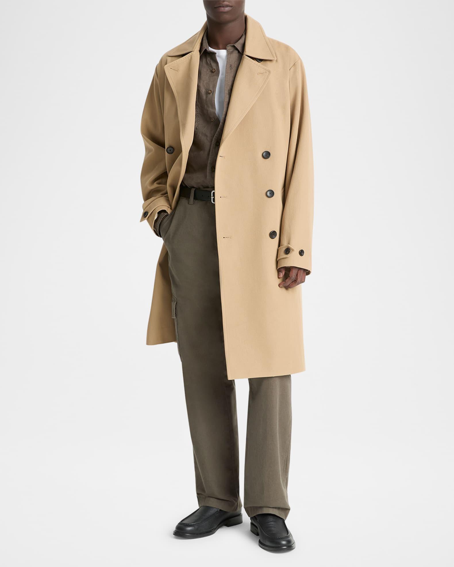 Men's Italian Cotton Double-Breasted Trench Coat Product Image