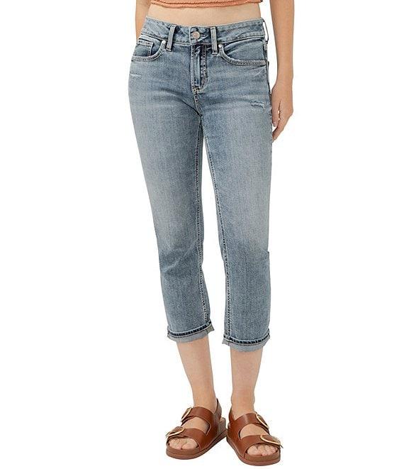 Silver Jeans Co. Mid Rise Curvy Fit Luxe Stretch Denim Capri Jeans Product Image