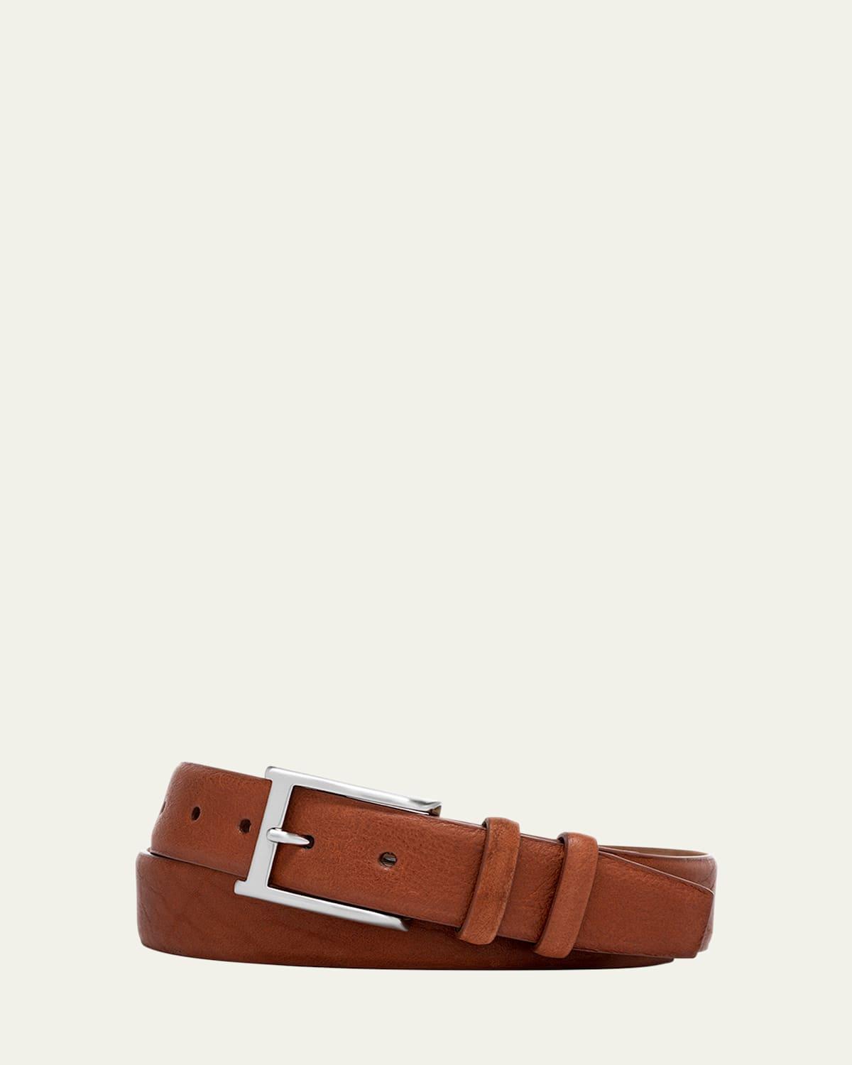 Mens Pebbled Bison Leather Belt Product Image