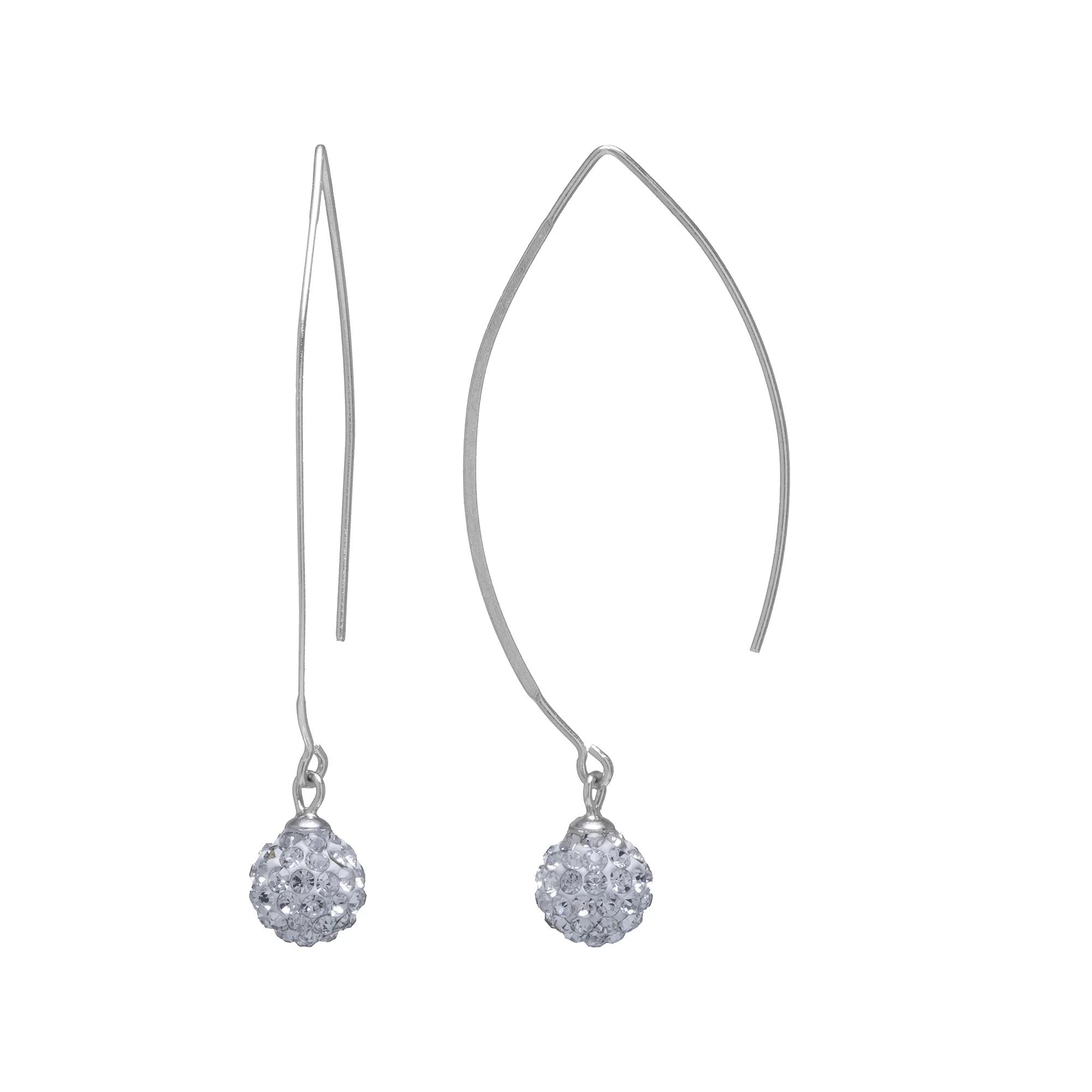 Main and Sterling Sterling Silver Crystal Thread Wire Drop Earrings, Womens, White Product Image