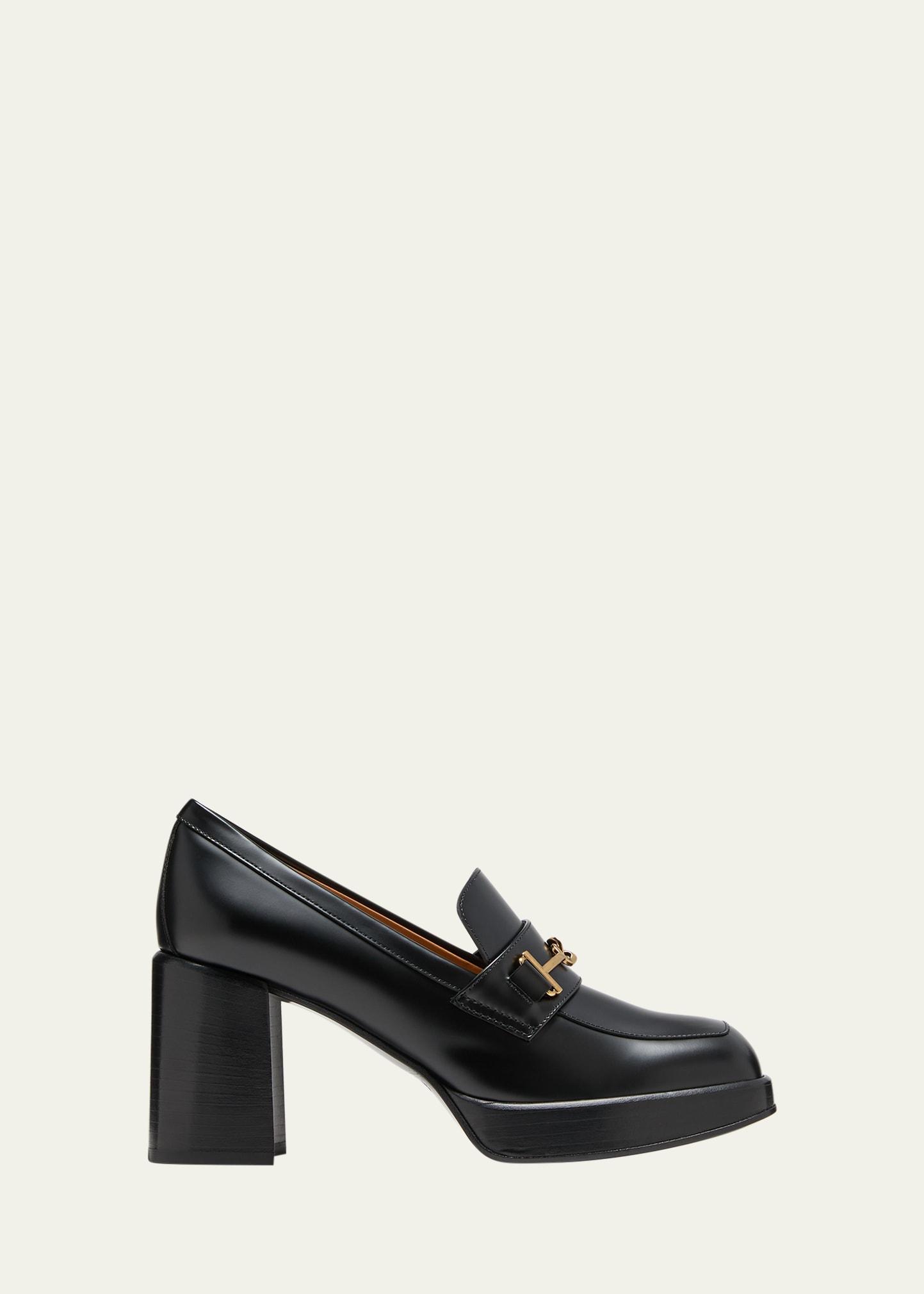 Calfskin Strap Heeled Loafers Product Image