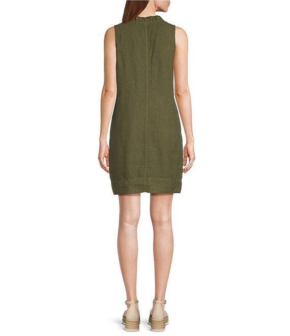 Tommy Bahama Ruffle Split V-Neck Sleeveless Side Pocket Dress Product Image