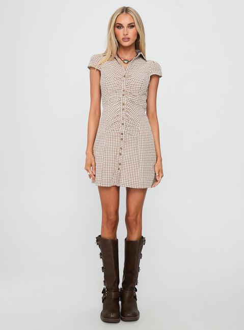Arianwyn Mini Dress Brown Check Product Image