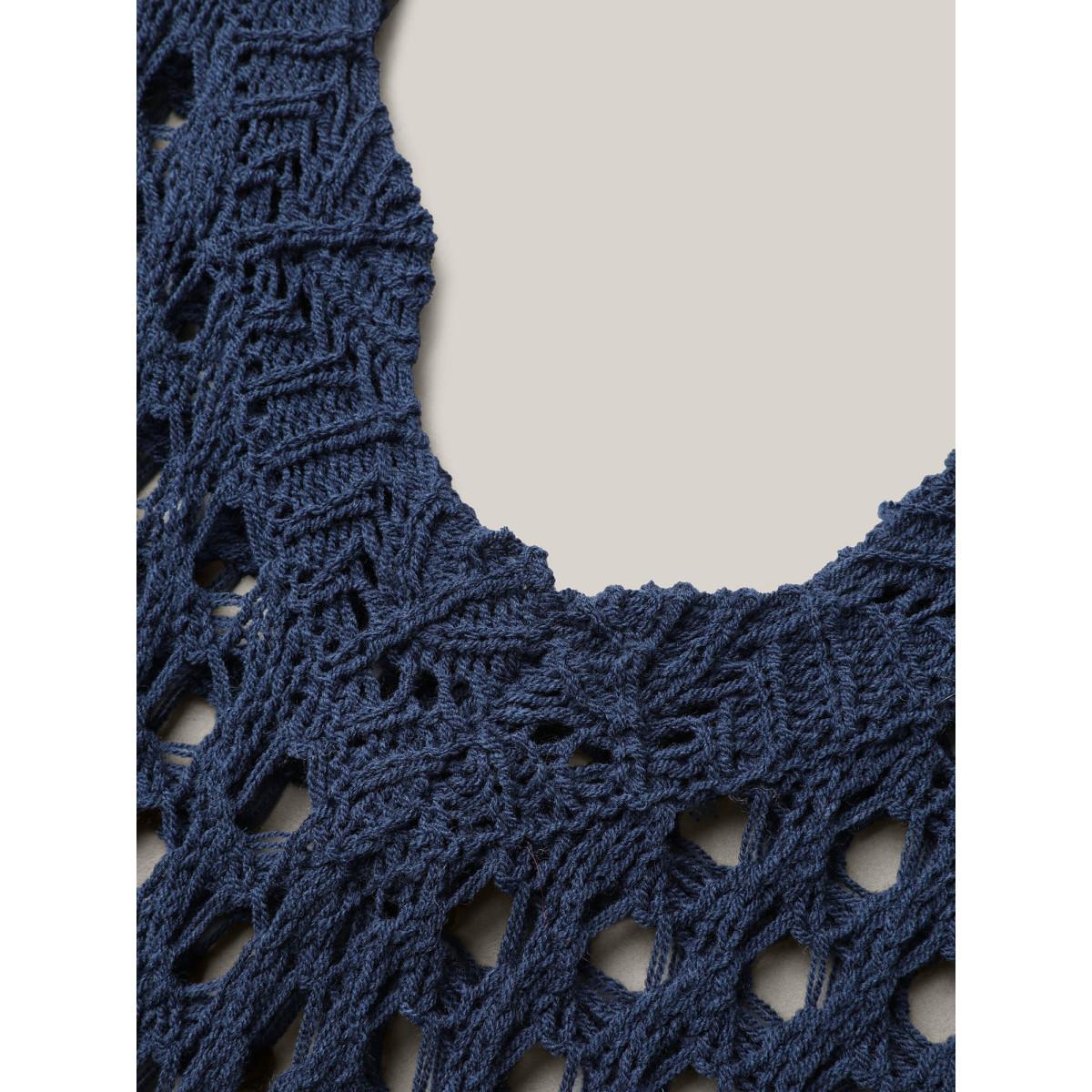 Plus Size V Neck Cut-Out Plain Textured Swim Cover Up Women's Swimwear Indigo Beach Loose Texture Curve Swim Cover Ups BloomChic 12/L Product Image