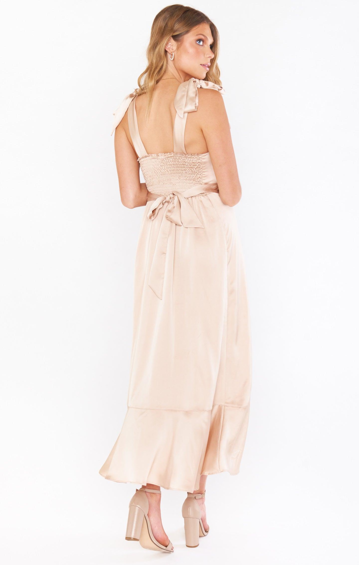 Claire Midi Dress ~ Champagne Luxe Satin Product Image