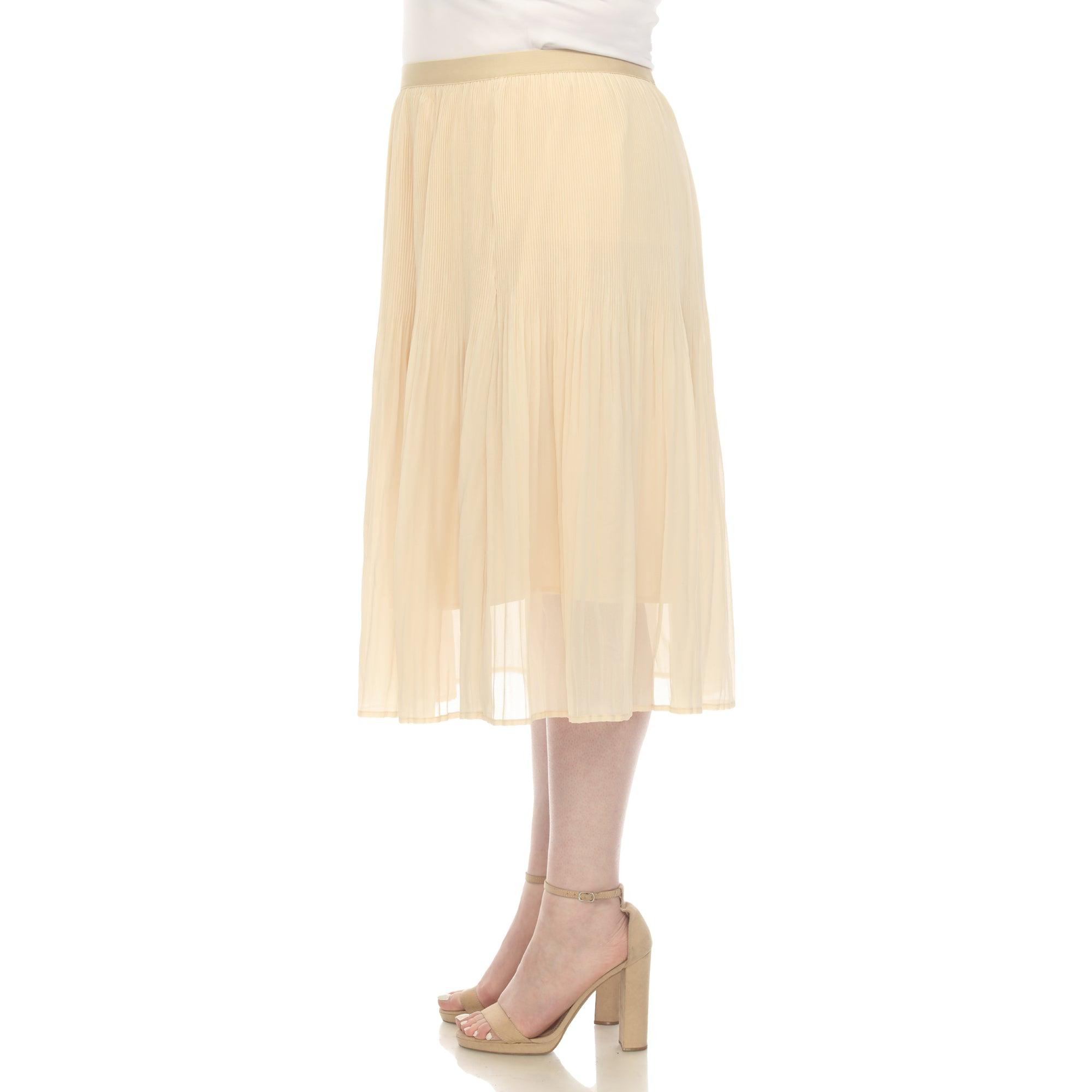 Plus Size Pleated Chiffon Midi Skirt Product Image